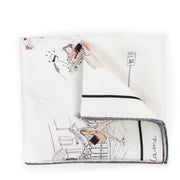 Buy second hand luxury designer vintage Delvaux Madame Delvaux Cartoon Print Silk Scarf at Labellov.