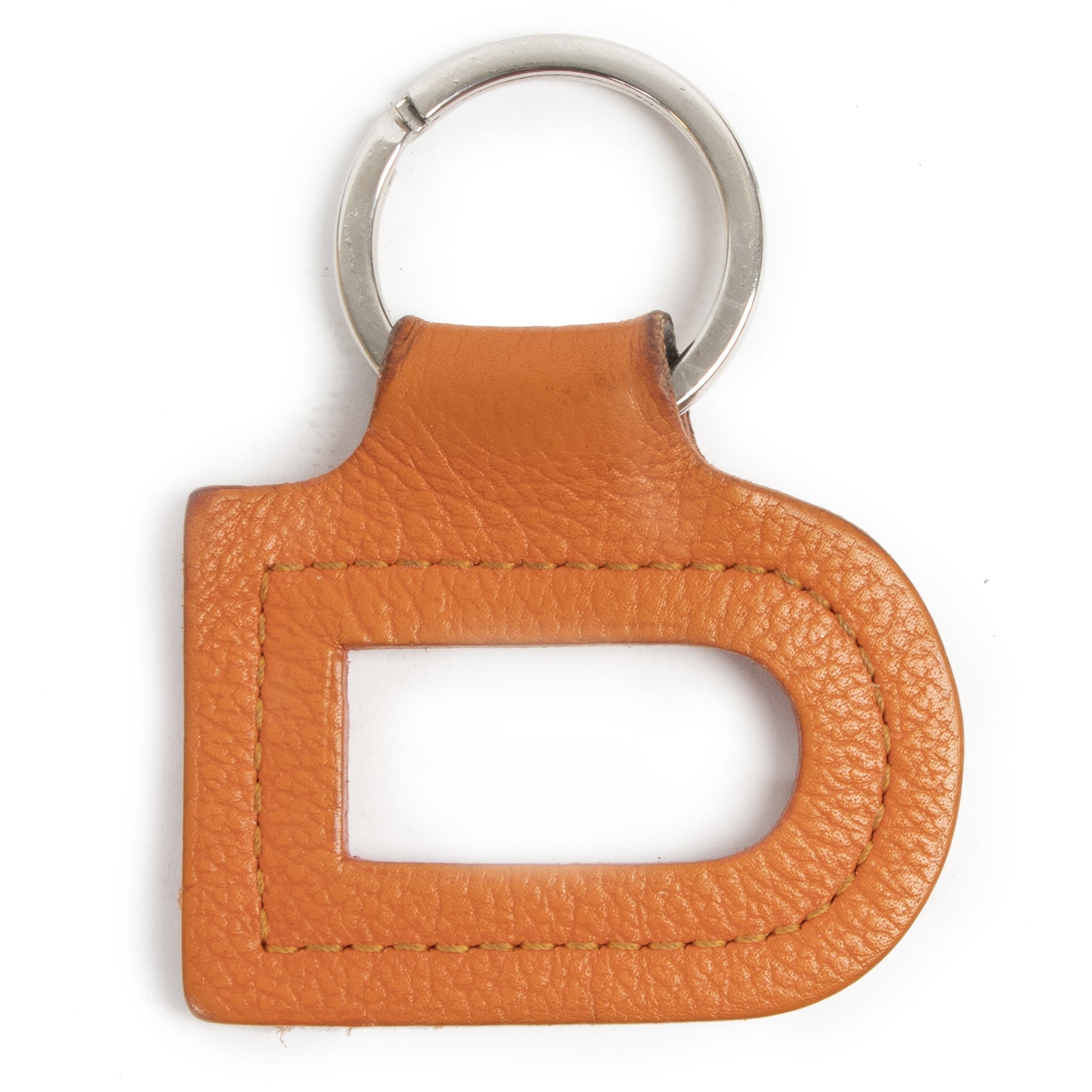 Delvaux Orange Leather D Keychain