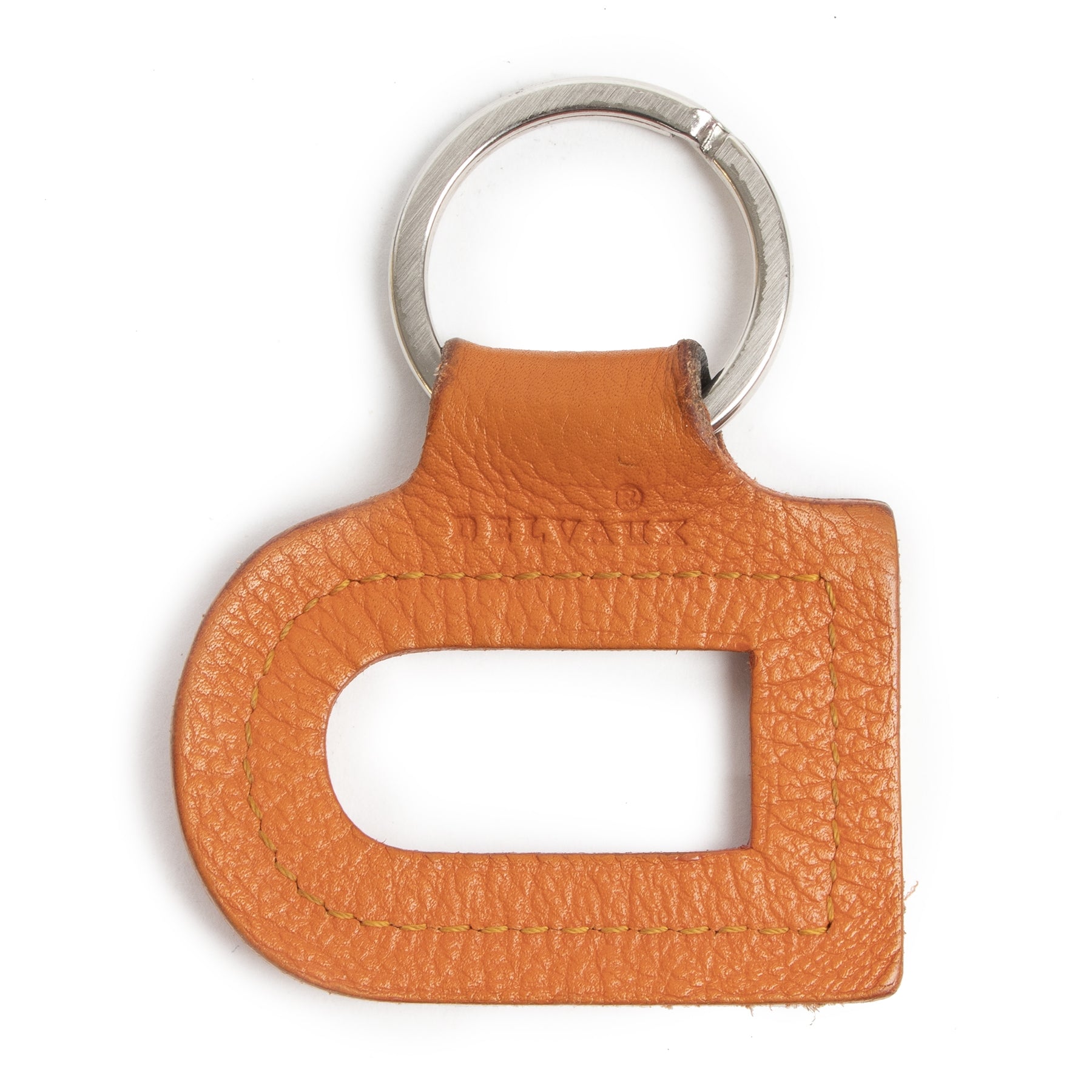 Delvaux Orange Leather D Keychain