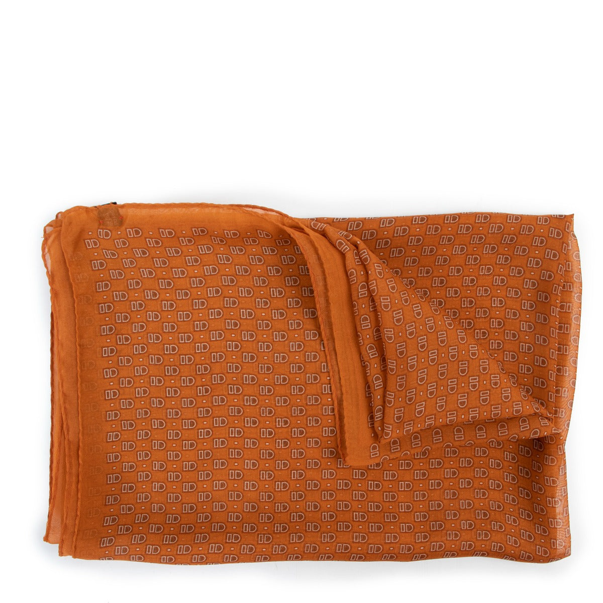 Buy second hand luxury designer high end fashion Delvaux Orange Printed Silk Foulard Scarf at Labellov.