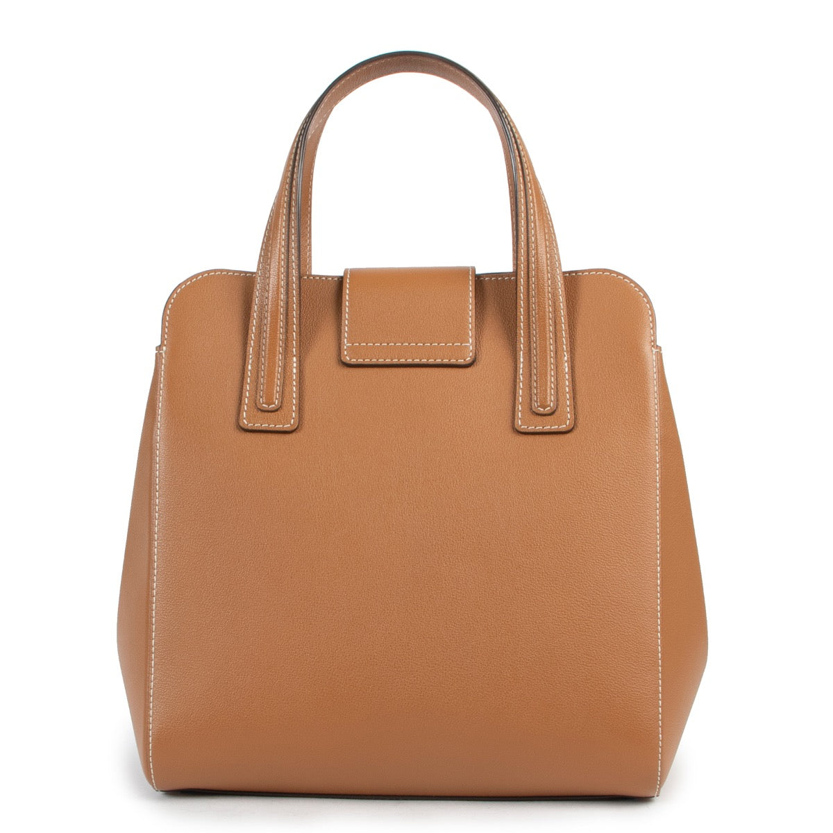 Shop safe online at Labellov in Antwerp this 100% authentic second hand Delvaux Cognac Simplissime PM Top Handle