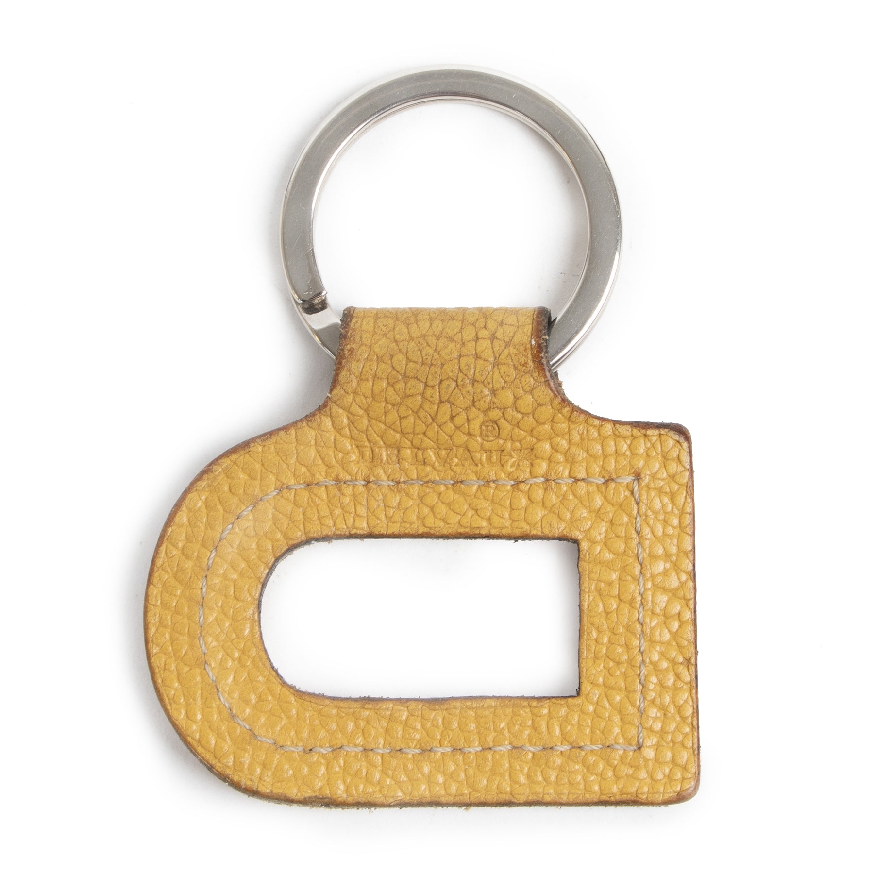 Authentieke Tweedehands Delvaux Yellow Leather D Keychain juiste prijs veilig online shoppen luxe merken webshop