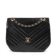 Chanel Vintage Black Chevron Flap Bag