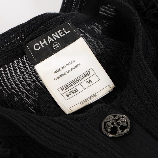 Chanel Black Ribbon Tie 10S Knit Dress - Size 34