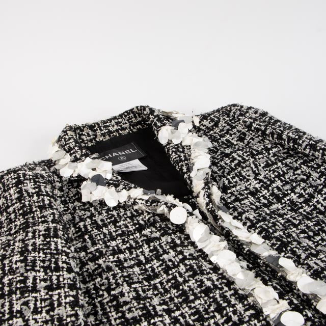Chanel 09P Black Tweed Sequin Jacket - Size 34