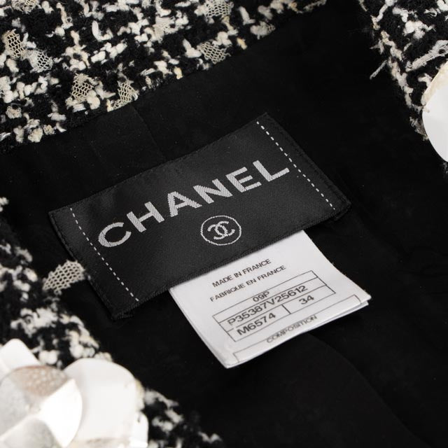 Chanel 09P Black Tweed Sequin Jacket - Size 34