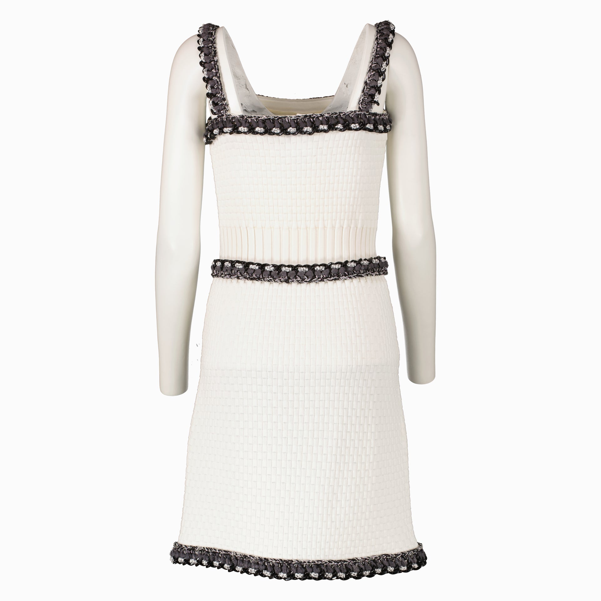 Chanel 14P White Knit Chain Belt Dress - Size 40