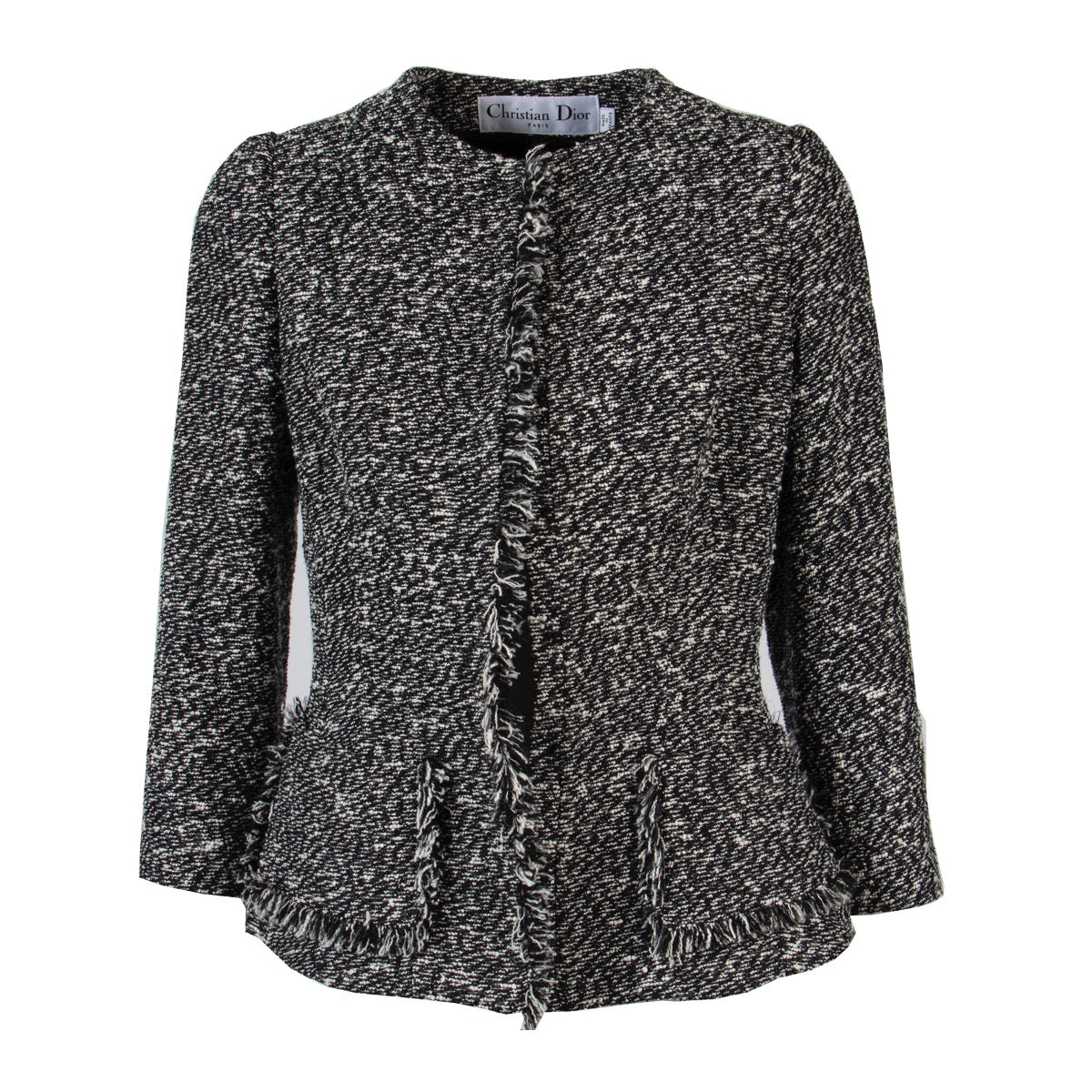 Christian Dior Black Tweed Jacket - Size 34