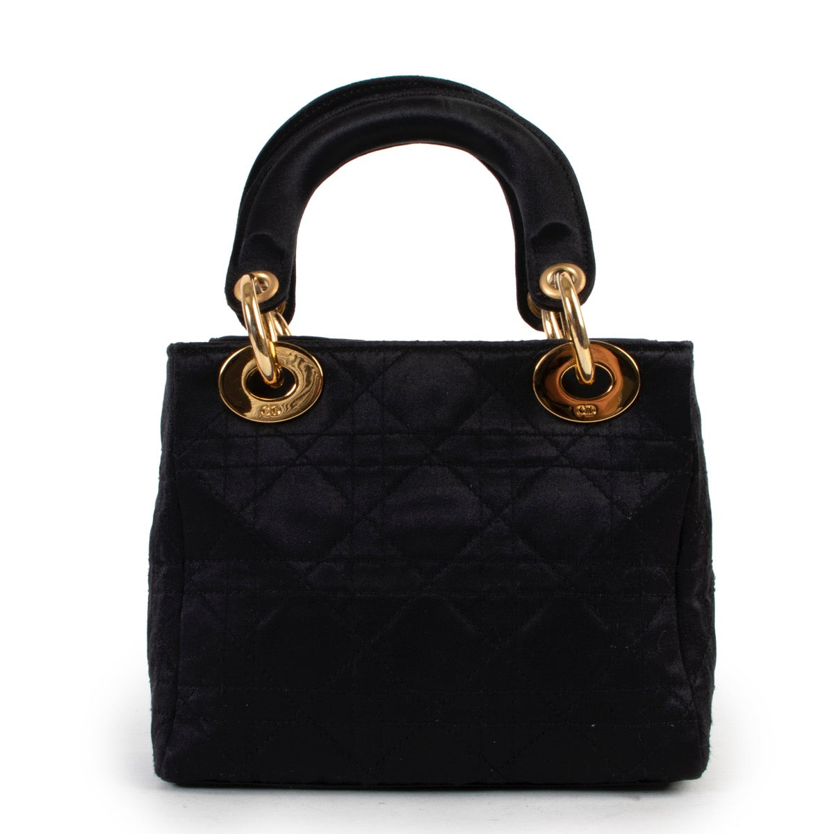 Shop safe online at Labellov in Antwerp this 100% authentic second hand Christian Dior Black Satin Mini Lady Dior in very good condition.