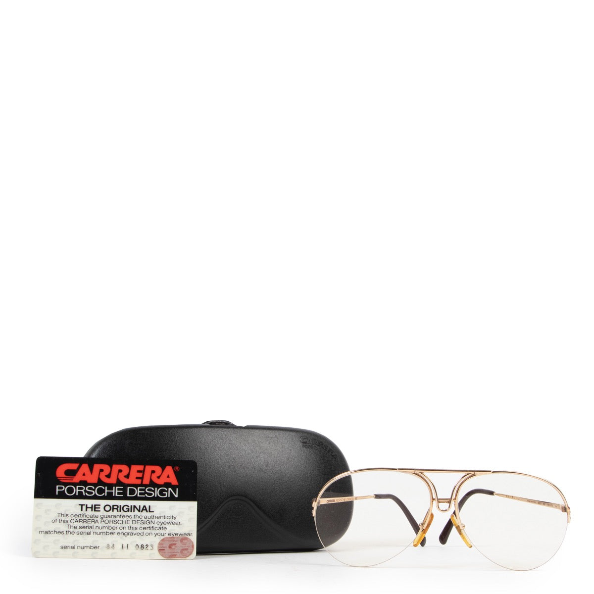 Shop safe online at Labellov in Antwerp this 100% authentic second hand Porsche Carrera Gold Glasses