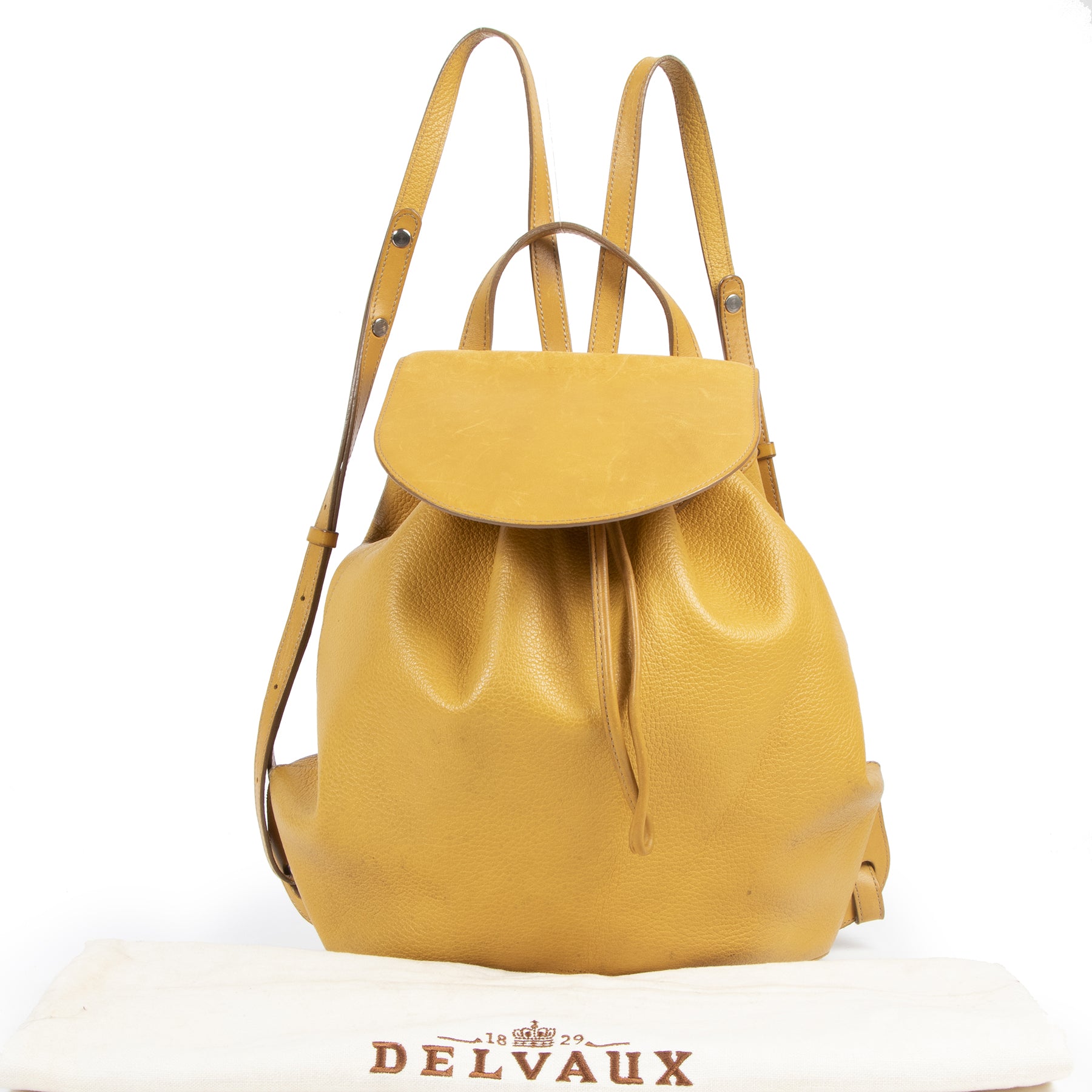 Authentic secondhand Delvaux Ochre Yellow Vintage Backpack designer bags fashion luxury vintage webshop safe secure online shopping