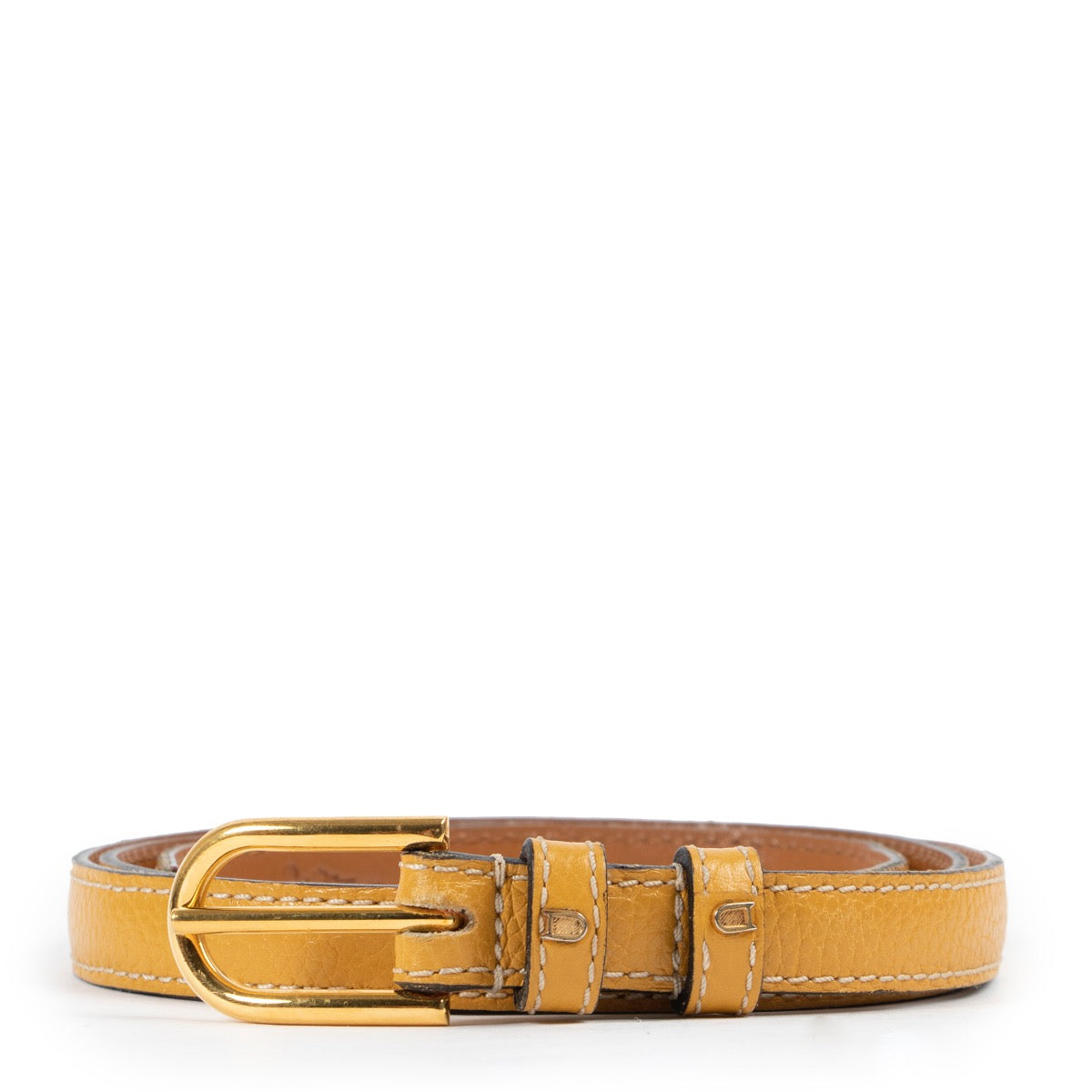 Shop safe online at Labellov in Antwerp this 100% authentic second hand Delvaux Yellow Belt - Size 80
