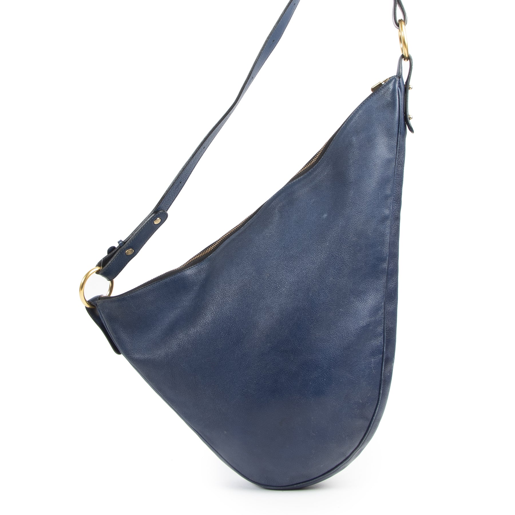 Authentic secondhand Delvaux Blue Leather Sling Bag designer bags fashion luxury vintage webshop safe secure online shopping