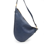 Authentieke Tweedehands Delvaux Blue Leather Sling Bag juiste prijs veilig online shoppen luxe merken webshop winkelen Antwerpen België mode fashion