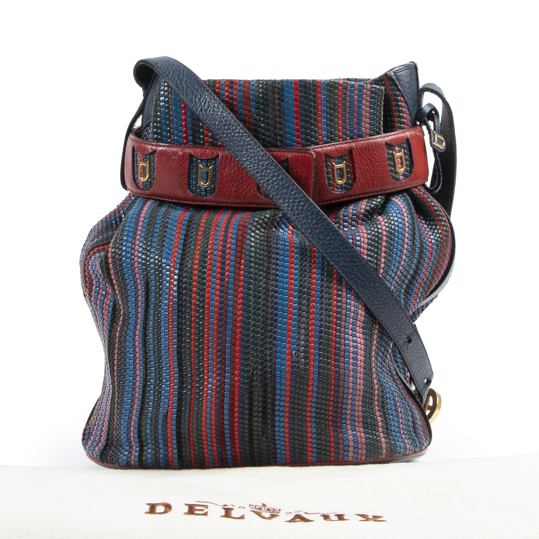 Delvaux Multicolor Toile de Cuir Calicot Bucket Bag