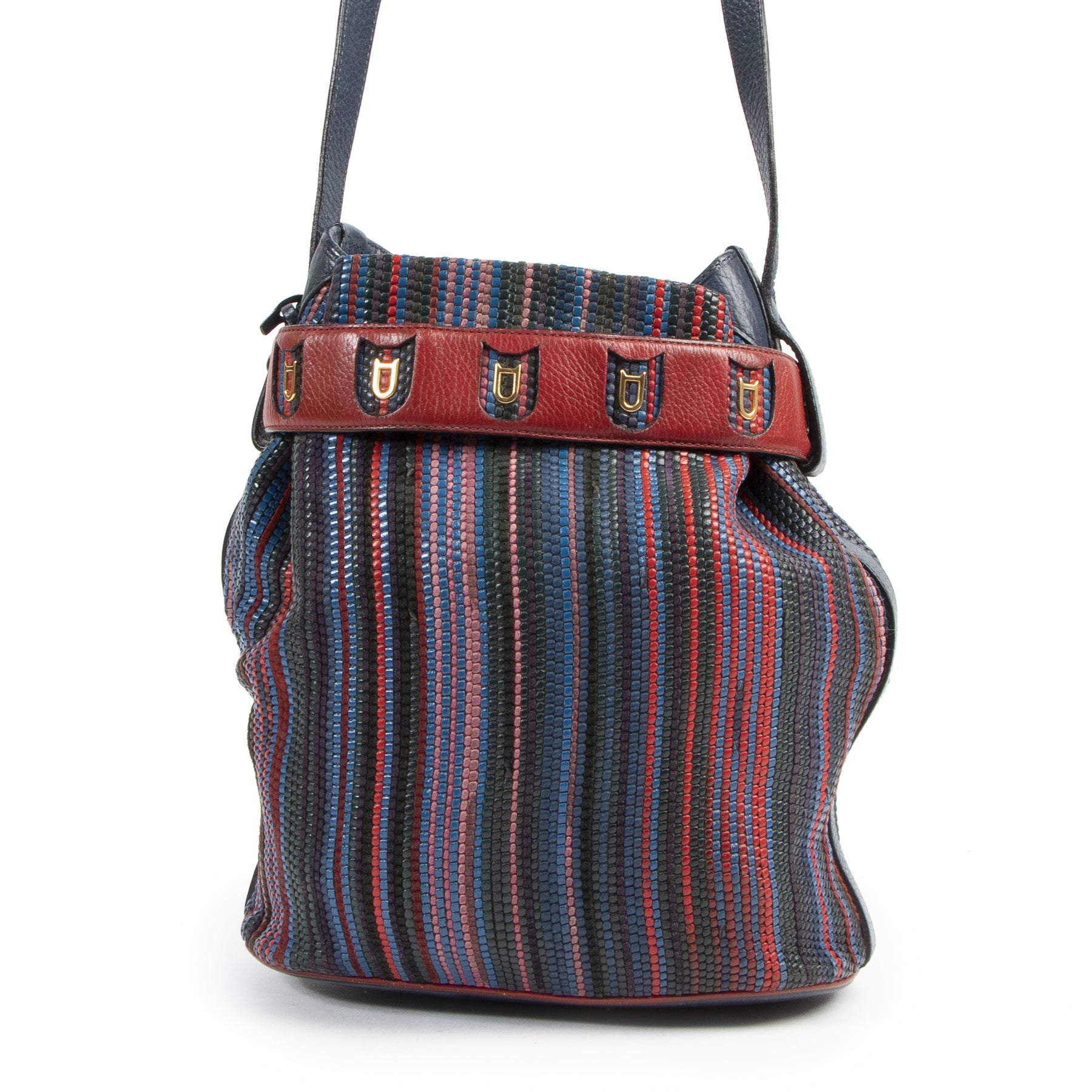 Delvaux Multicolor Toile de Cuir Calicot Bucket Bag