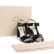 Authentic secondhand Prada Black Patent Leather Heel Sandals - Size 41 designer shoes fashion luxury vintage webshop safe secure online shopping