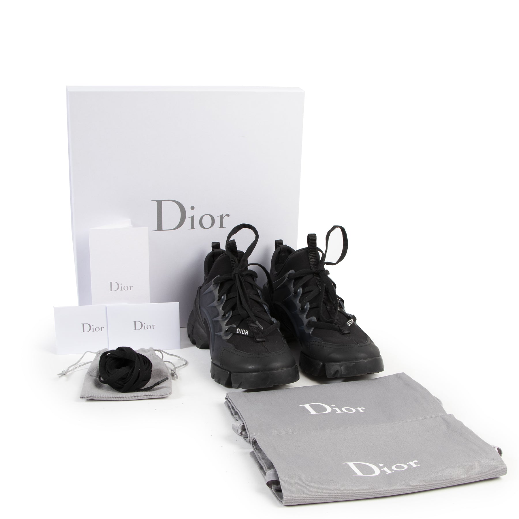 Authentieke Tweedehands Dior Black D-Connect Neoprene Sneakers - Size 36,5 juiste prijs veilig online shoppen luxe merken webshop winkelen Antwerpen België mode fashion