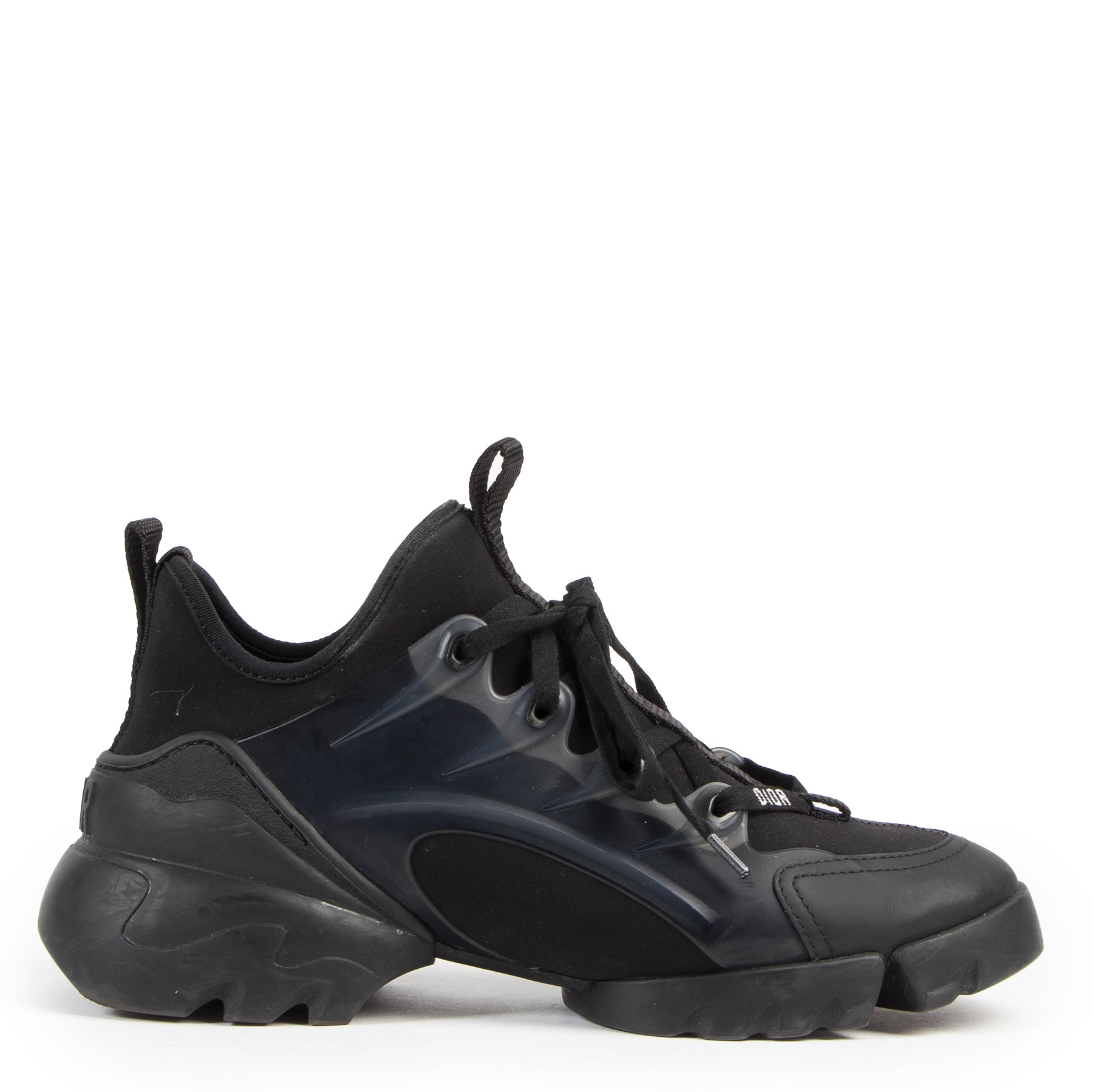 Authentieke Tweedehands Dior Black D-Connect Neoprene Sneakers - Size 36,5 juiste prijs veilig online shoppen luxe merken webshop winkelen Antwerpen België mode fashion