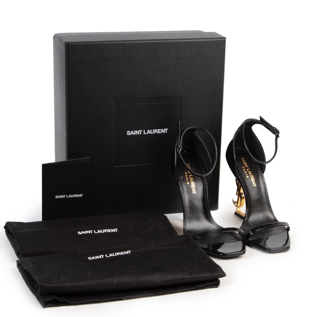 Saint Laurent Black Patent Leather Opyum Sandals