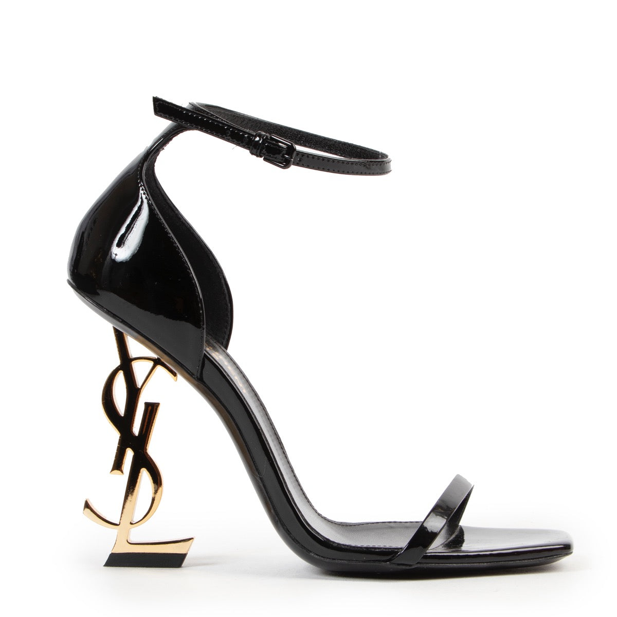 Saint Laurent Black Patent Leather Opyum Sandals