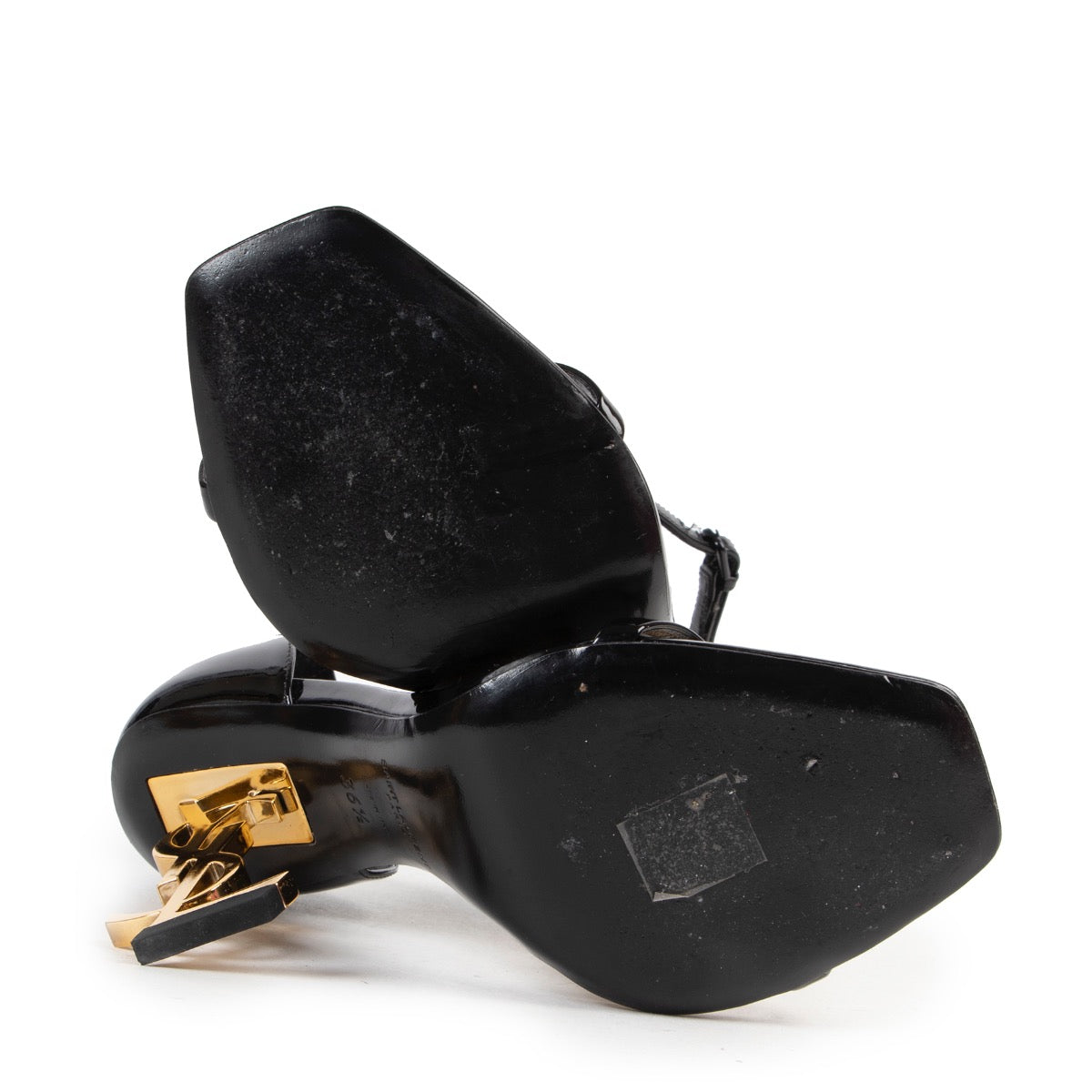 shop safe online Saint Laurent Black Patent Leather Opyum Sandals