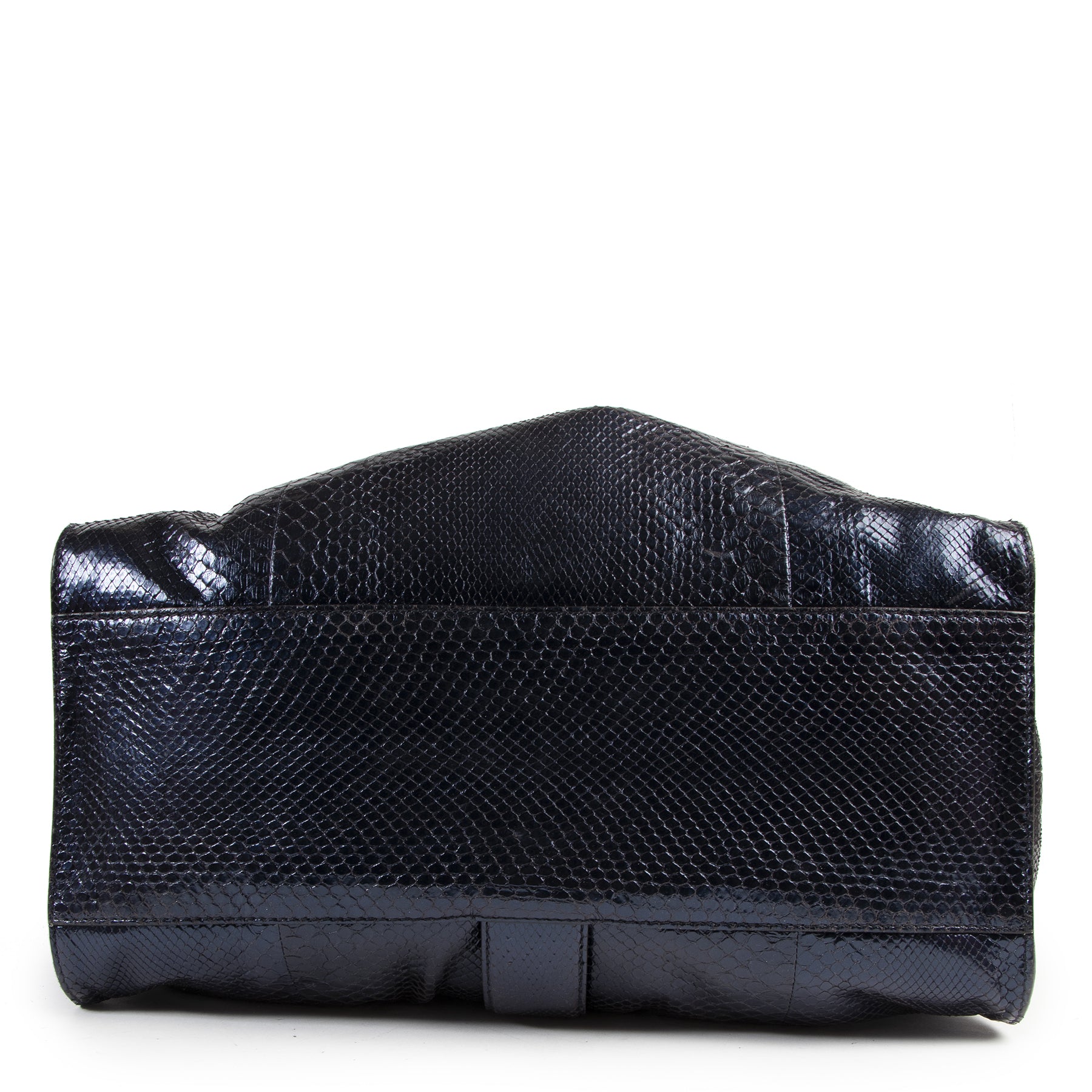 Authentic secondhand Gucci Metallic Blue Python Soft Stirrup Tote Bag designer bags fashion luxury vintage webshop safe secure online shopping