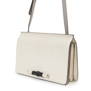Authentieke Tweedehands Gucci White Leather Bamboo Shoulder Bag juiste prijs veilig online shoppen luxe merken webshop winkelen Antwerpen België mode fashion