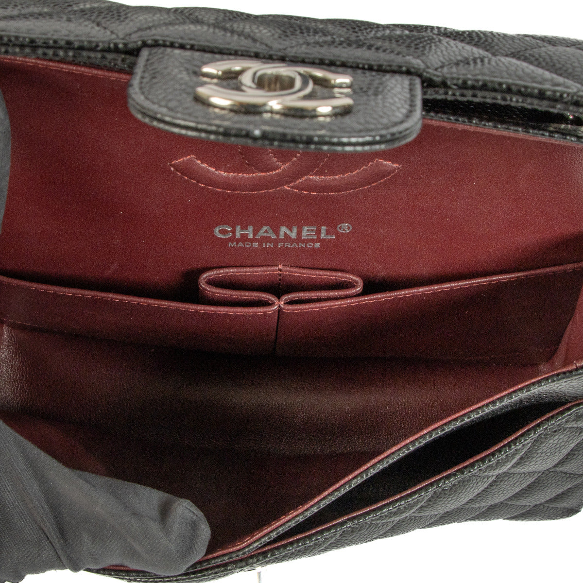 Chanel Zwart Caviar Leer Kleine Klassieke Kleptas