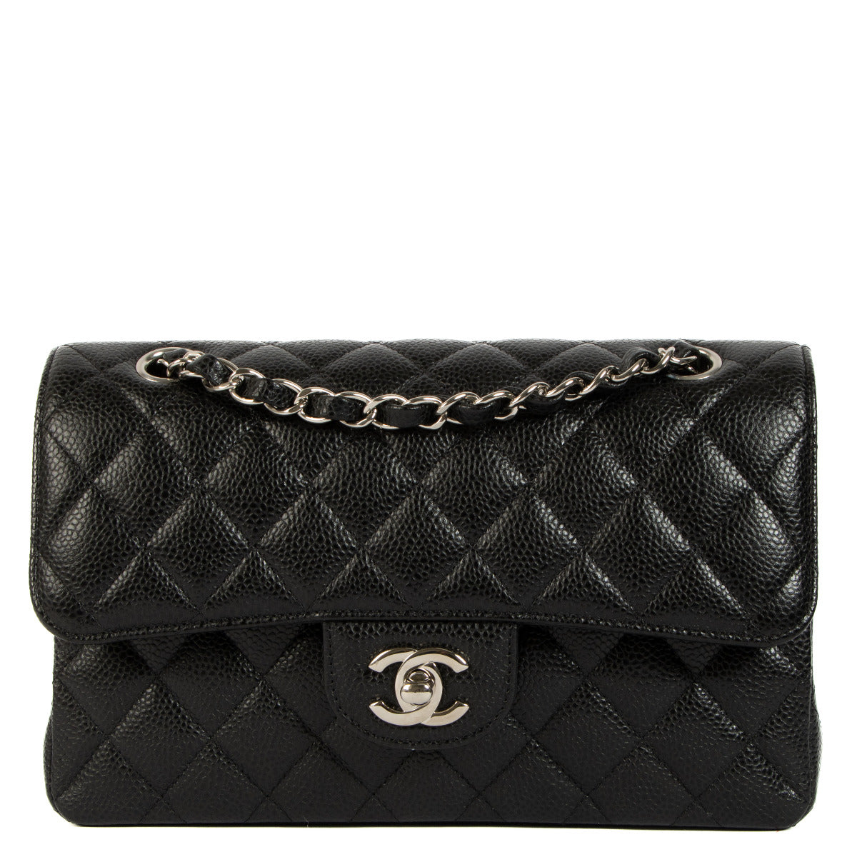 Chanel Zwart Caviar Leer Kleine Klassieke Kleptas