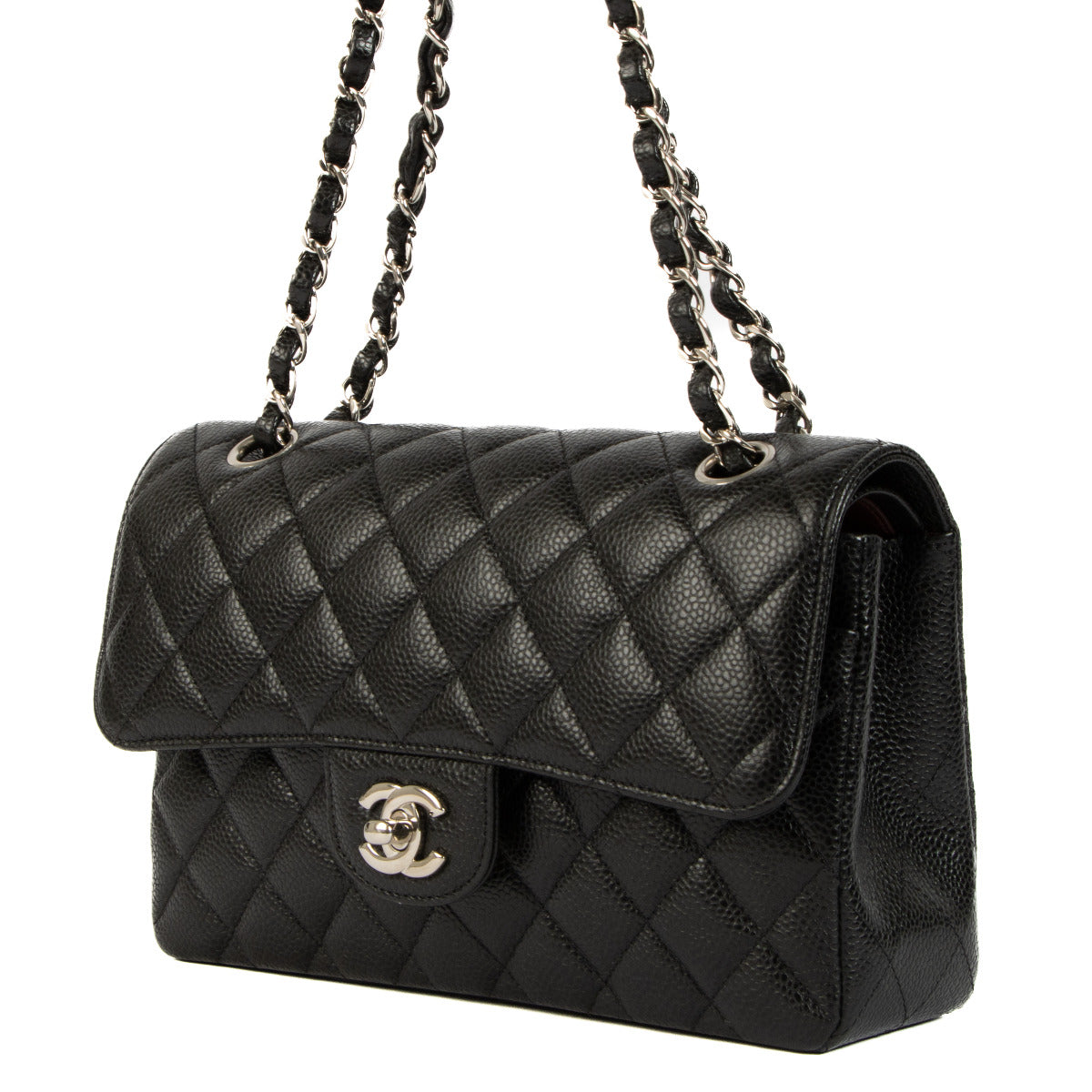 Chanel Zwart Caviar Leer Kleine Klassieke Kleptas