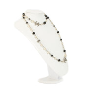 Chanel 18V Pearl Silver Crystal CC Necklace