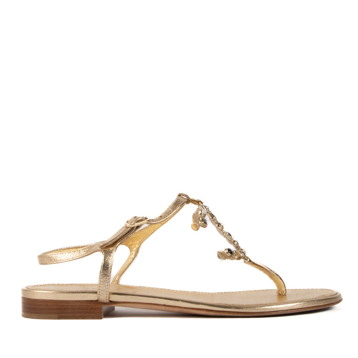 shop 100% authentic second hand Chanel Gold Sandals - Size 37C on Labellov.com
