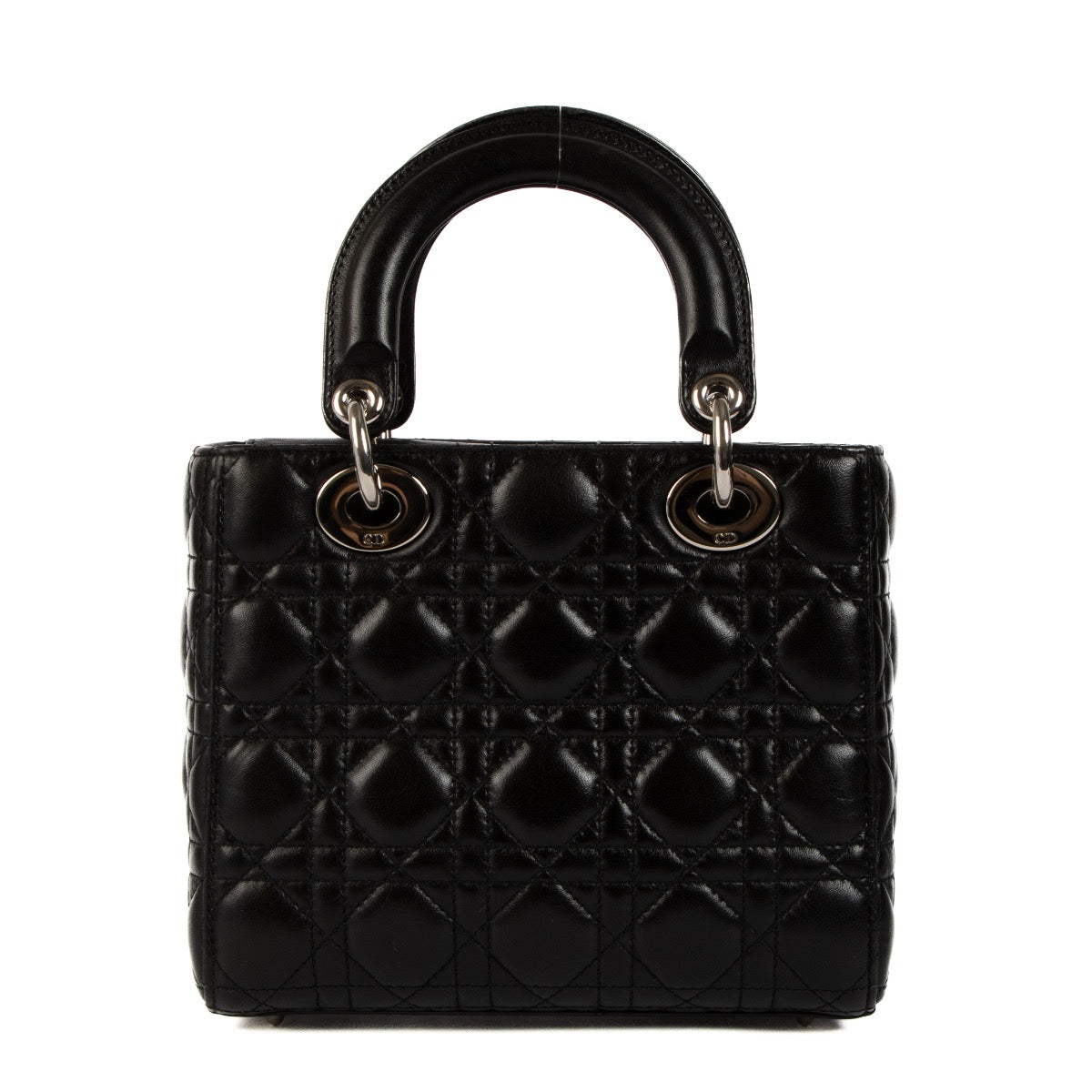 Shop safe online at Labellov in Antwerp, Brussels and Knokke this 100% authentic second hand Christian Dior Black Lambskin Small Lady Dior Top Handle