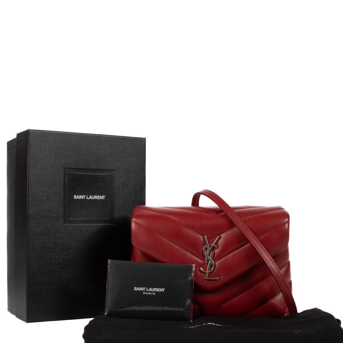 Buy an authentic second hand Saint Laurent Mini Loulou Red Crossbody Bag in very good condition at Labellov.