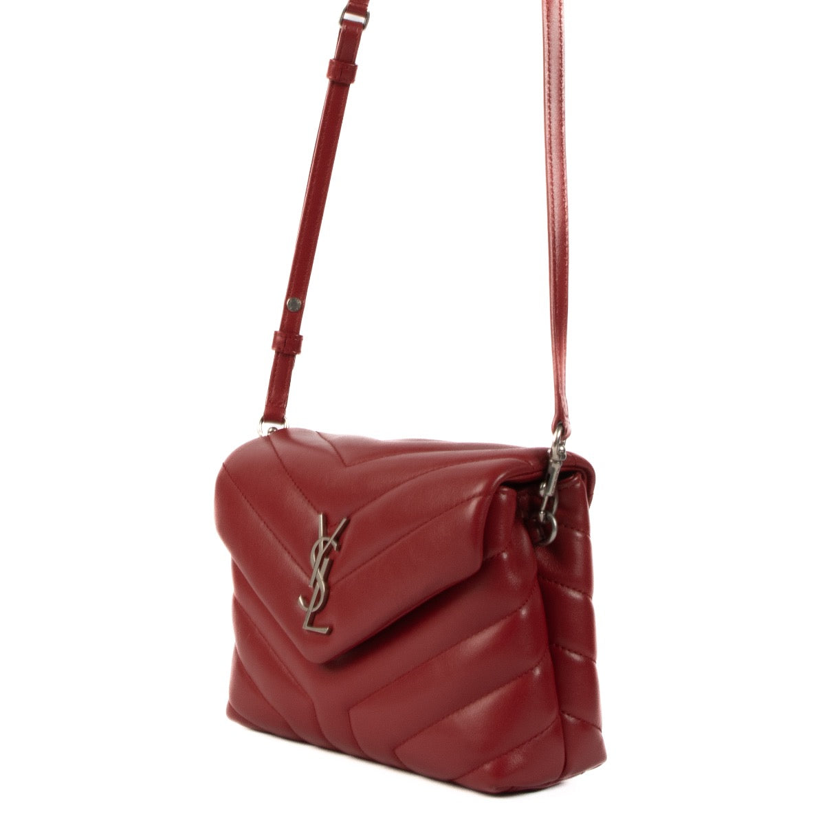 Buy an authentic second hand Saint Laurent Mini Loulou Red Crossbody Bag in very good condition at Labellov.