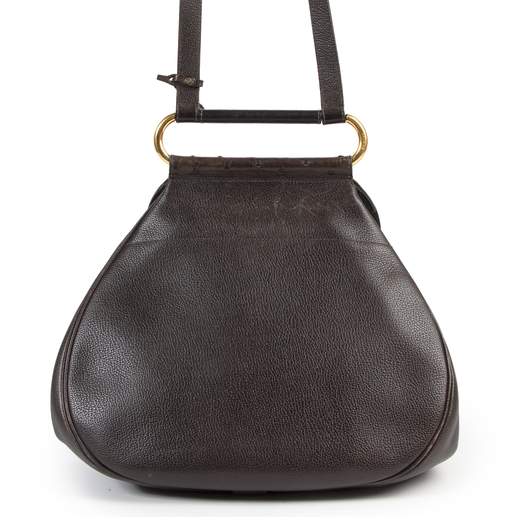 Delvaux Brown Ostrich Leather Cerceau Bag aan de beste prijs bij Labellov tweedehands luxe