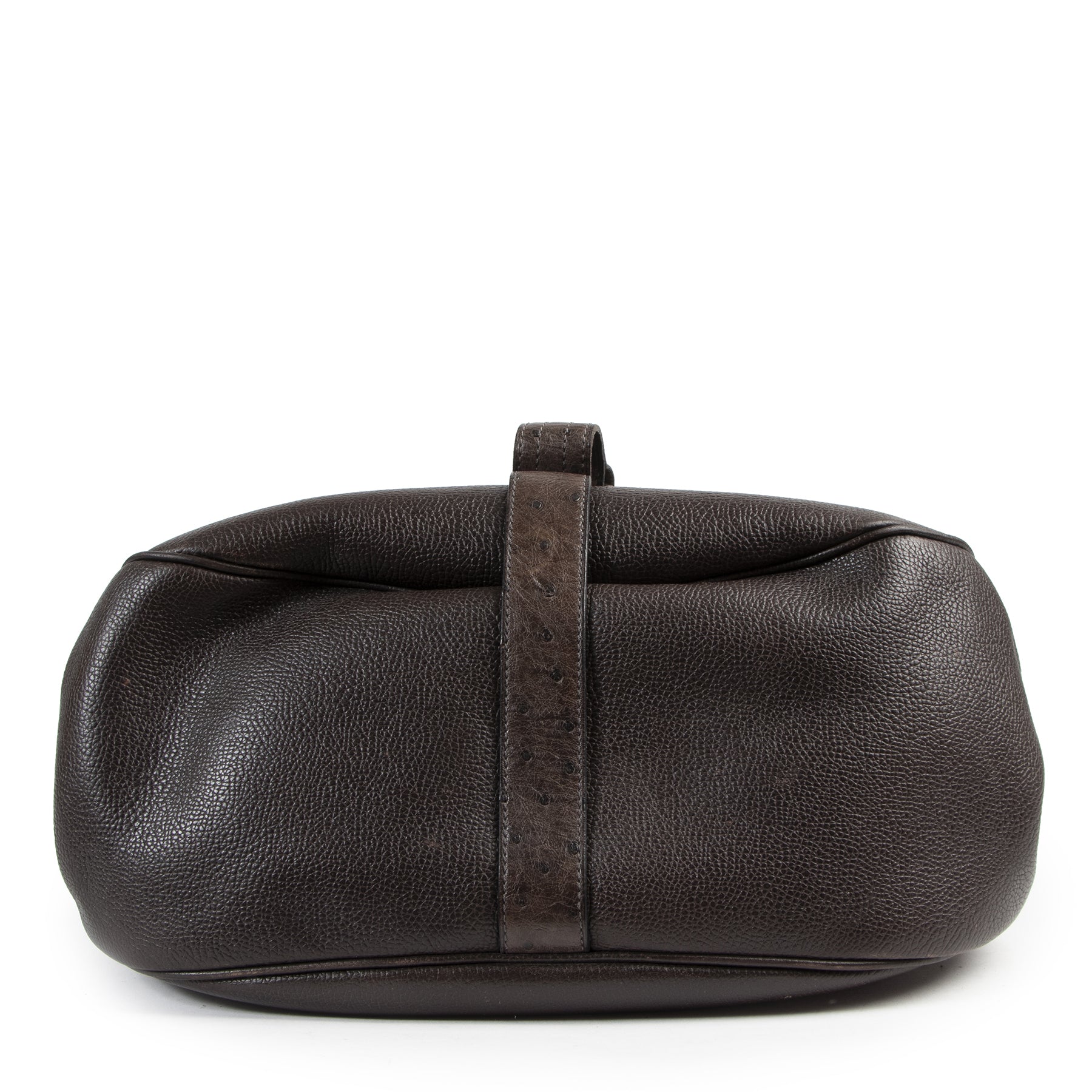 We buy and sell your authentic Delvaux Brown Ostrich Leather Cerceau Bag