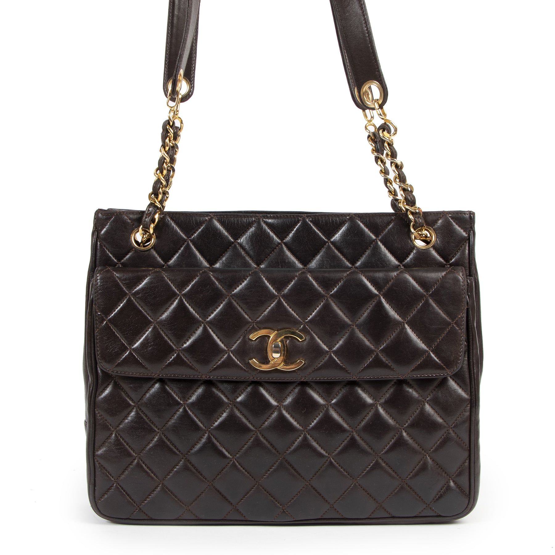 Chanel Vintage Brown Leather Shoulder Bag