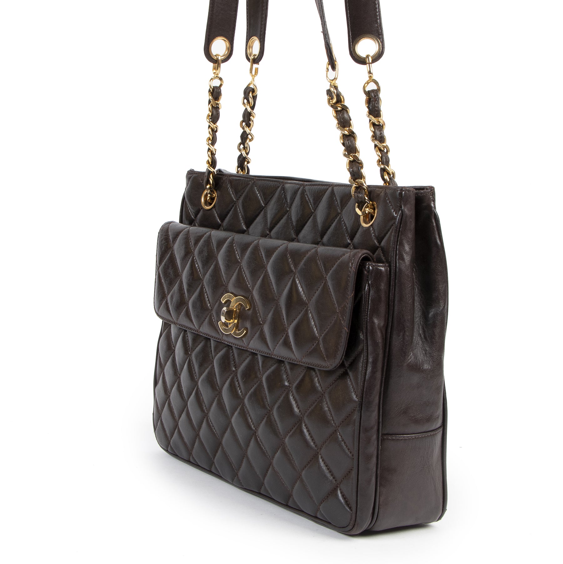 Chanel Vintage Brown Leather Shoulder Bag