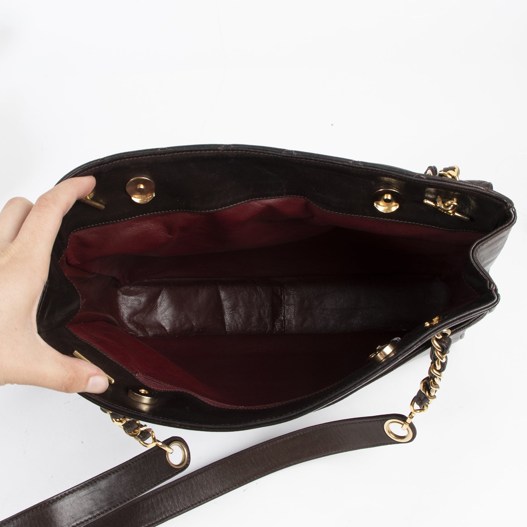 Sac à bandoulière Chanel vintage en cuir marron