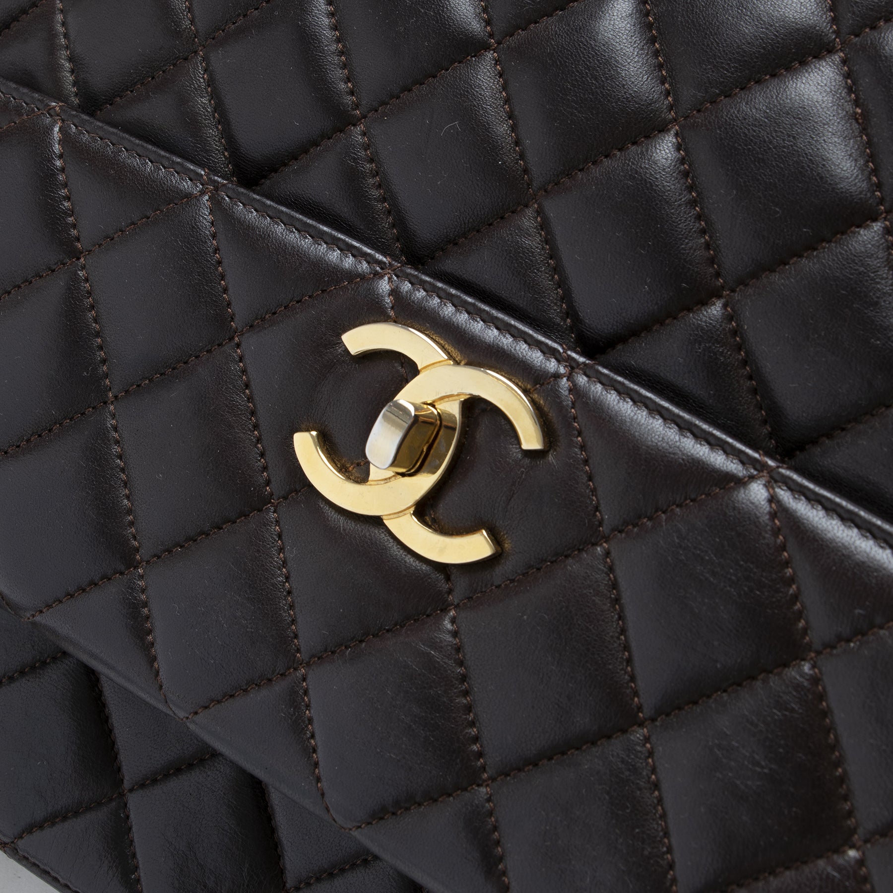 Chanel Vintage Brown Leather Shoulder Bag