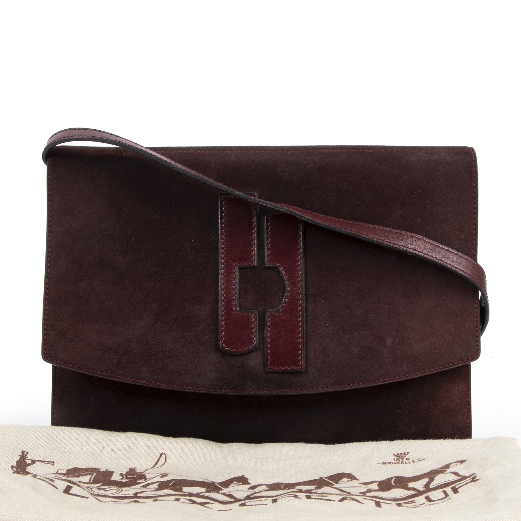 Delvaux Vintage Burgundy Suede Crossbody Bag