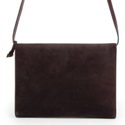 Delvaux Vintage Burgundy Suede Crossbody Bag vintage designer tassen en accessoires te koop bij Labellov
