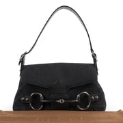 Authentic secondhand Gucci Black Monogram Canvas Horsebit Shoulder Bag designer bags fashion luxury vintage webshop safe secure online shopping