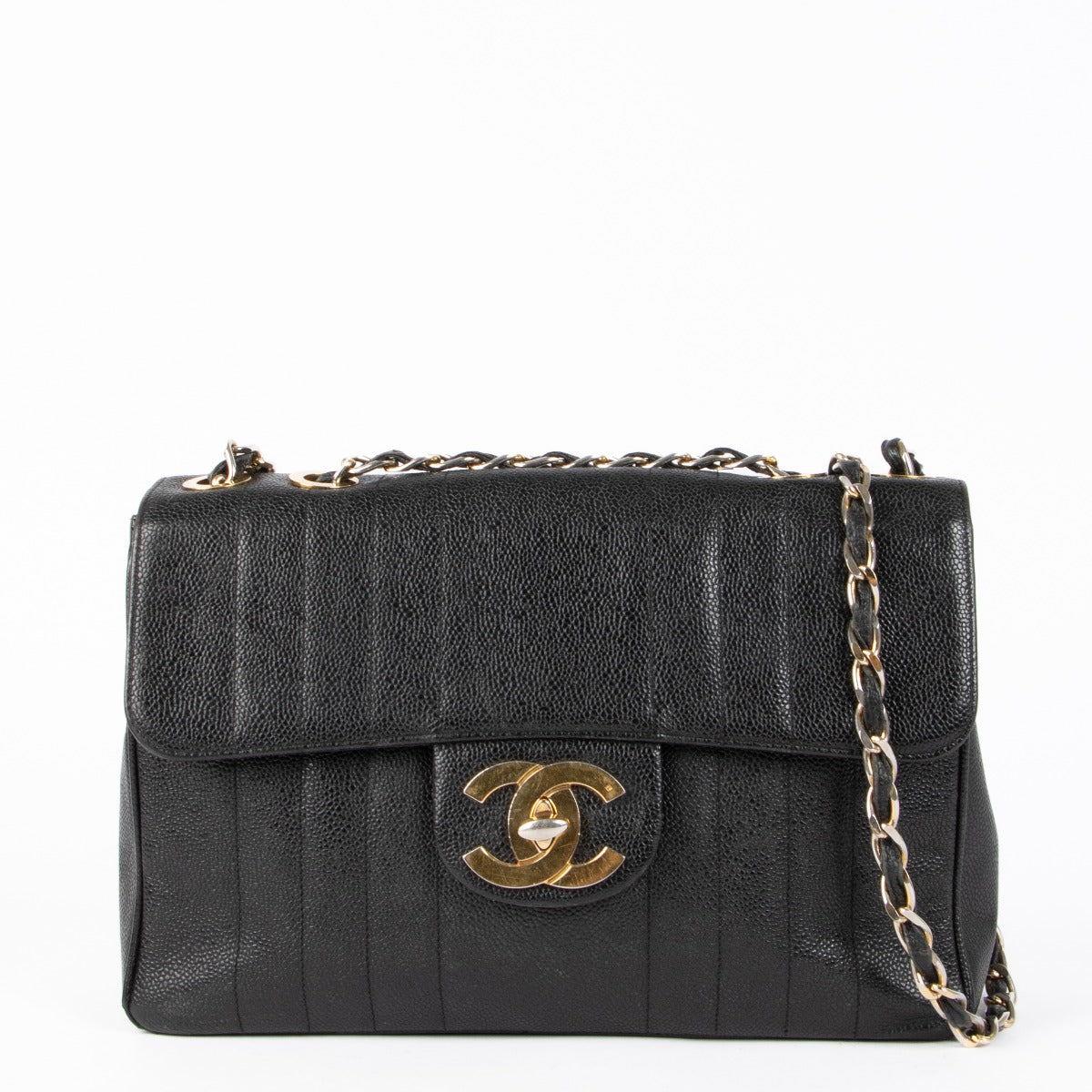 Shop this 100% authentic Chanel Black Caviar Jumbo/Large XL Flap Bag at Labellov.com