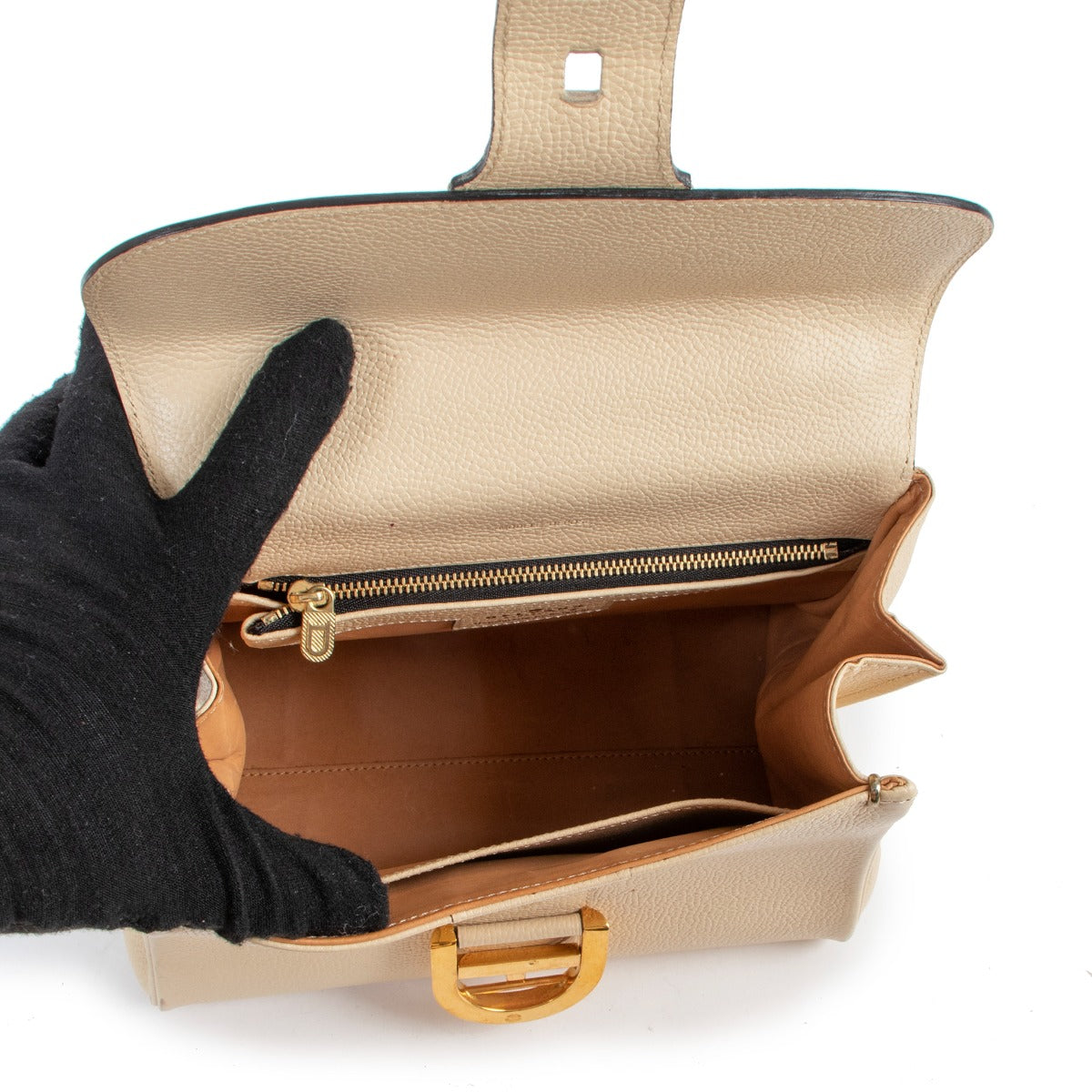 Delvaux Beige Brillant PM Leather Handbag