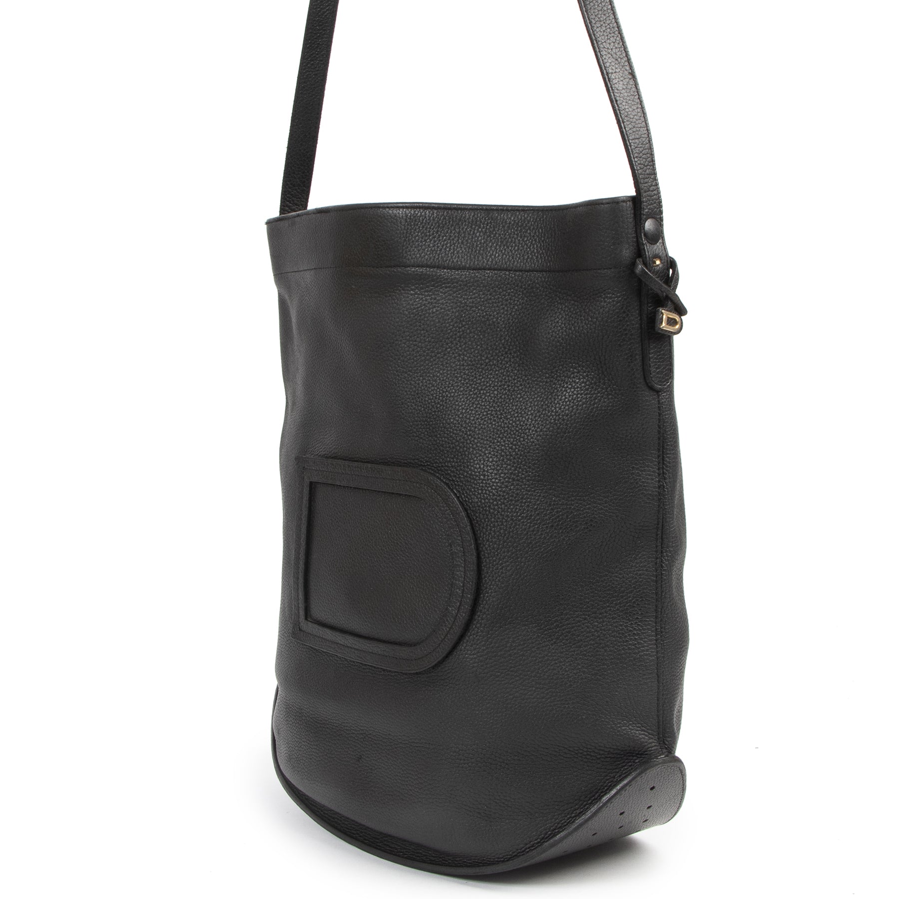 Authentieke Tweedehands Delvaux Black Leather Le Pin Bag juiste prijs veilig online shoppen luxe merken webshop winkelen Antwerpen België mode fashion