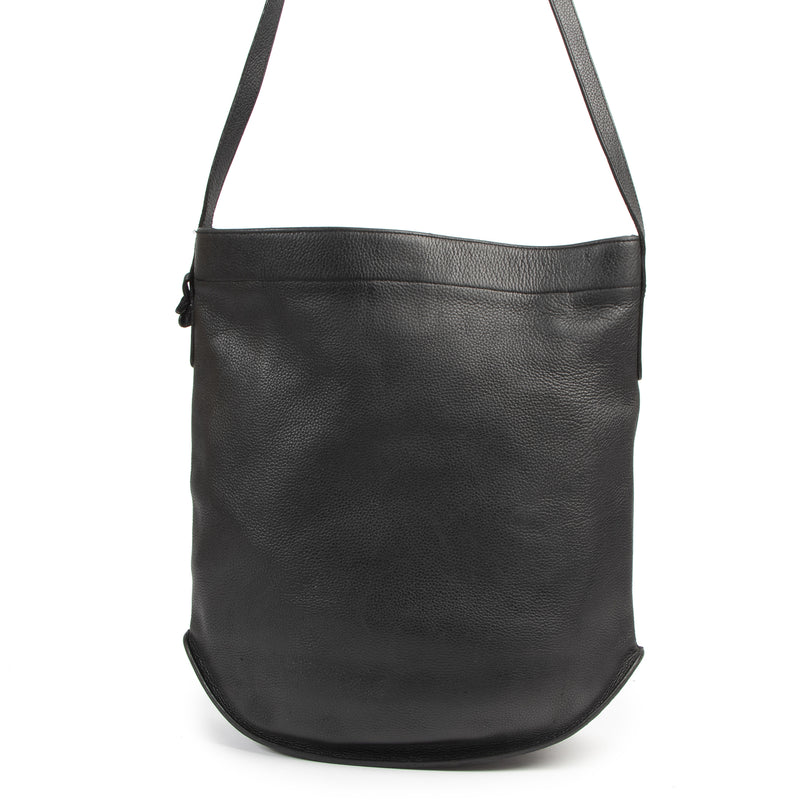 Authentieke Tweedehands Delvaux Black Leather Le Pin Bag juiste prijs veilig online shoppen luxe merken webshop winkelen Antwerpen België mode fashion