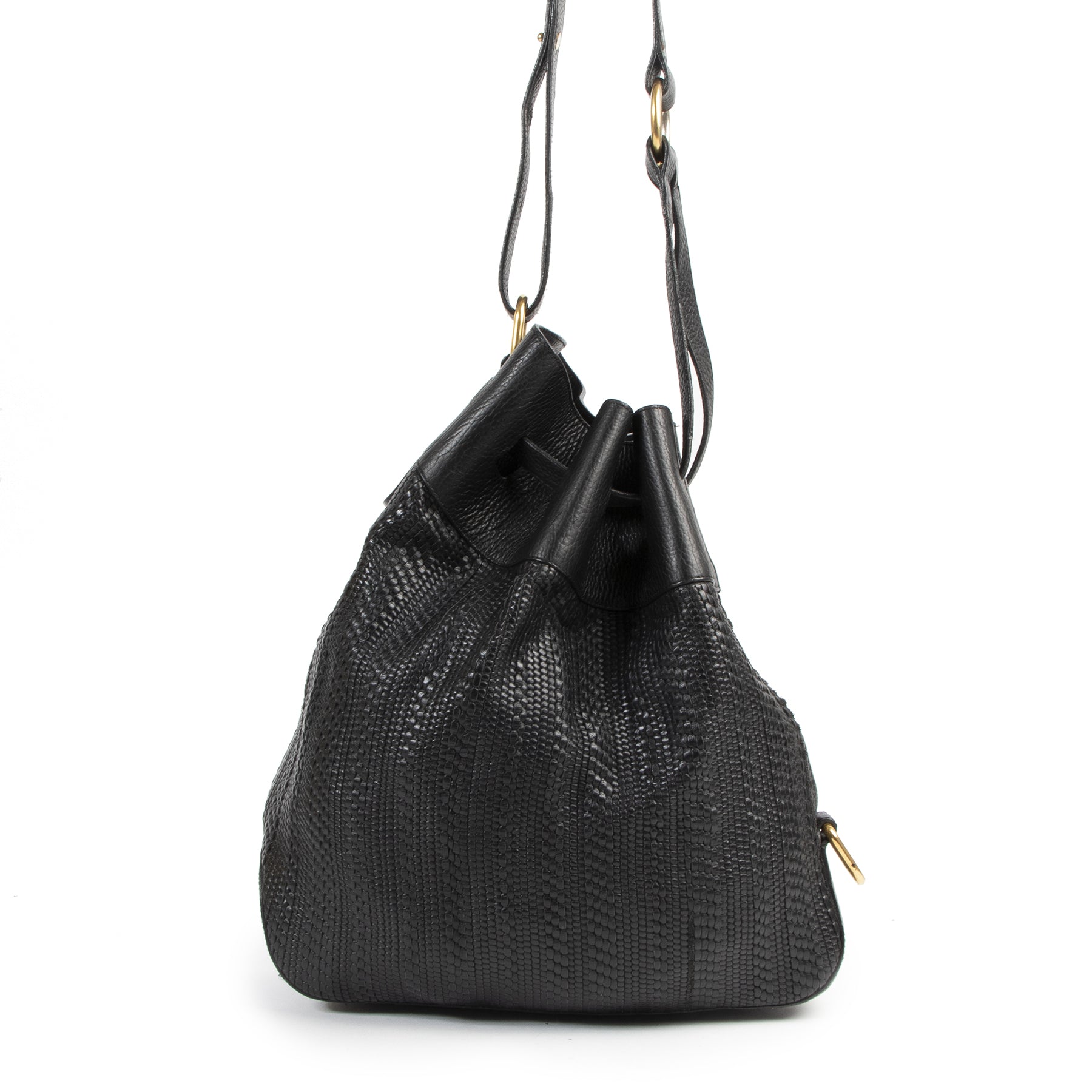 Authentic secondhand Delvaux Black Toile de Cuir Shoulder Bag designer bags fashion luxury vintage webshop safe secure online shopping